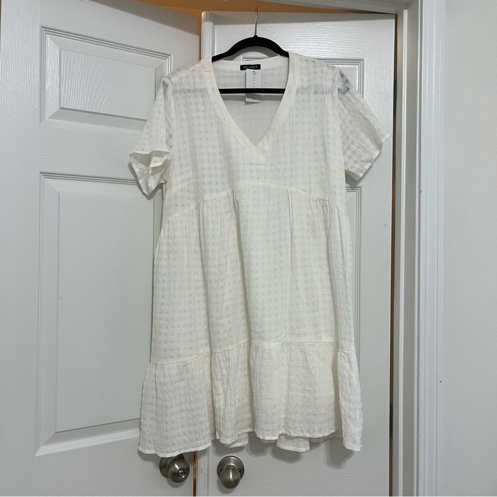Gingham Print V Neck Babydoll Dress